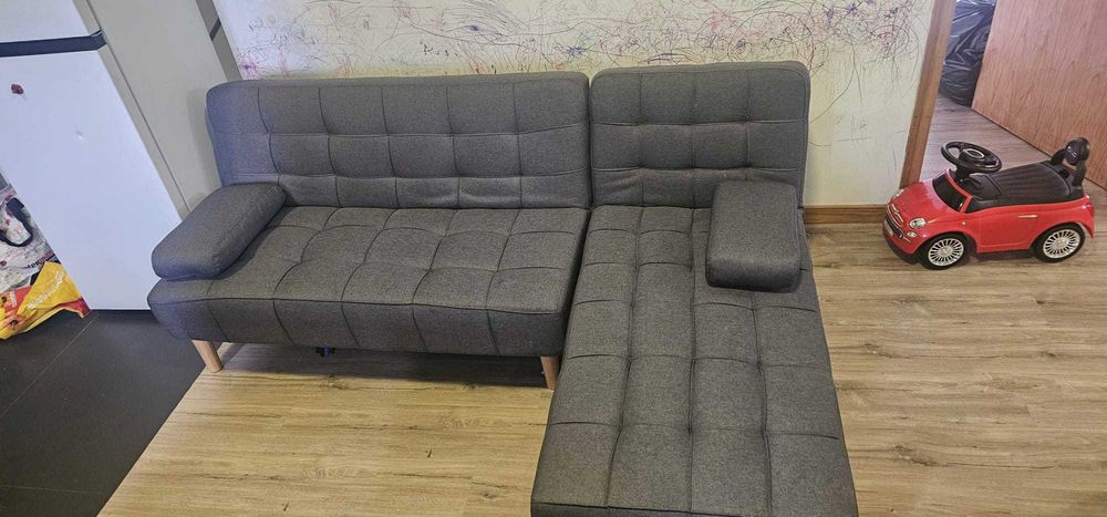 Gray Fabric Sofa Bed – Modern & Comfortable