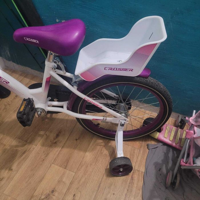 Детский велосипед Crosser Kids Bike 16″ бело - фиолетовый