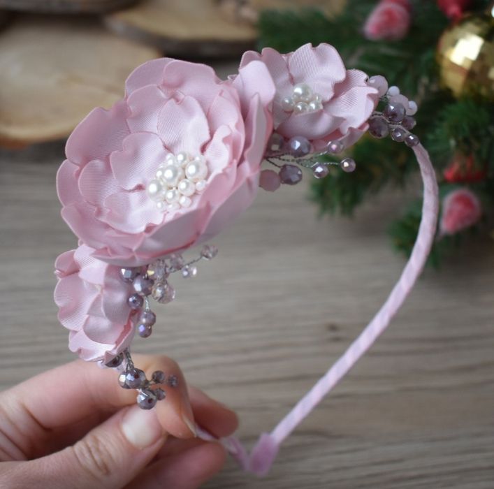 Обруч  обідок для дівчинки, український віночок на голову, повязка на