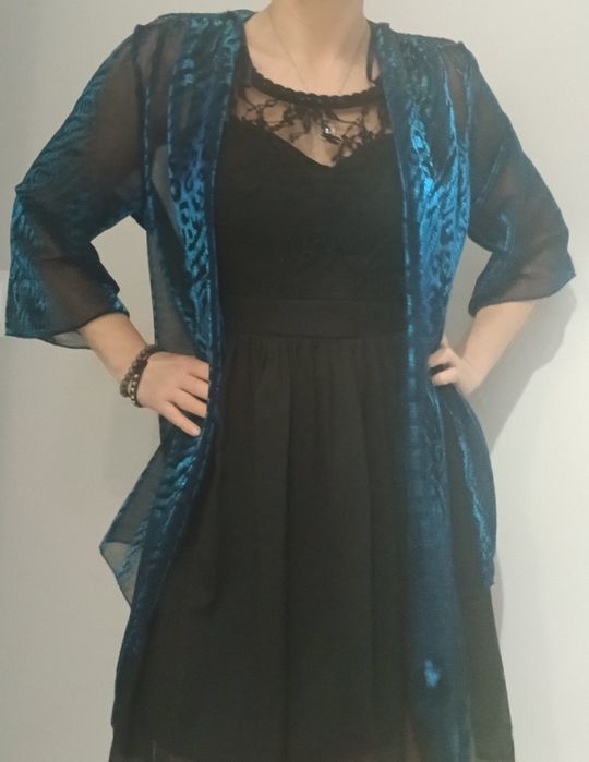 Joanna hope kardigan narzutka sylwester karnawał czarna niebieska