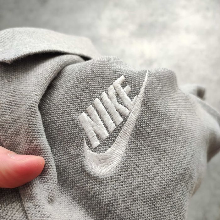 MĘSKA Koszulka Polo Elegancka PREMIUM szara Bawełna Nike Pętelka Logo