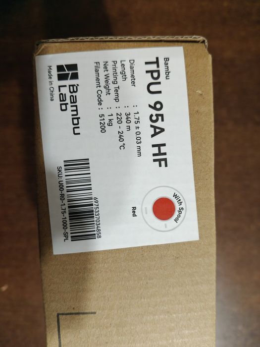 Filament Bambu Lab TPU 95A HF 1,75 mm 1 kg – NOWY, nieotwierany