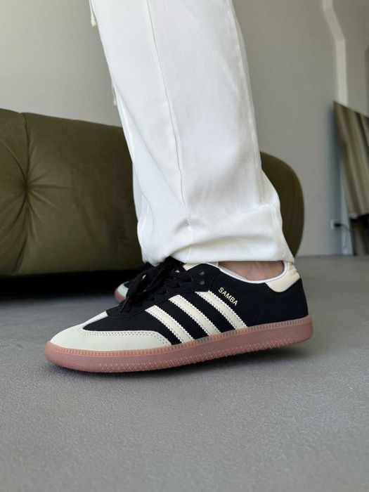 Кросівки Adidas Samba OG Beige/Black Suede premium