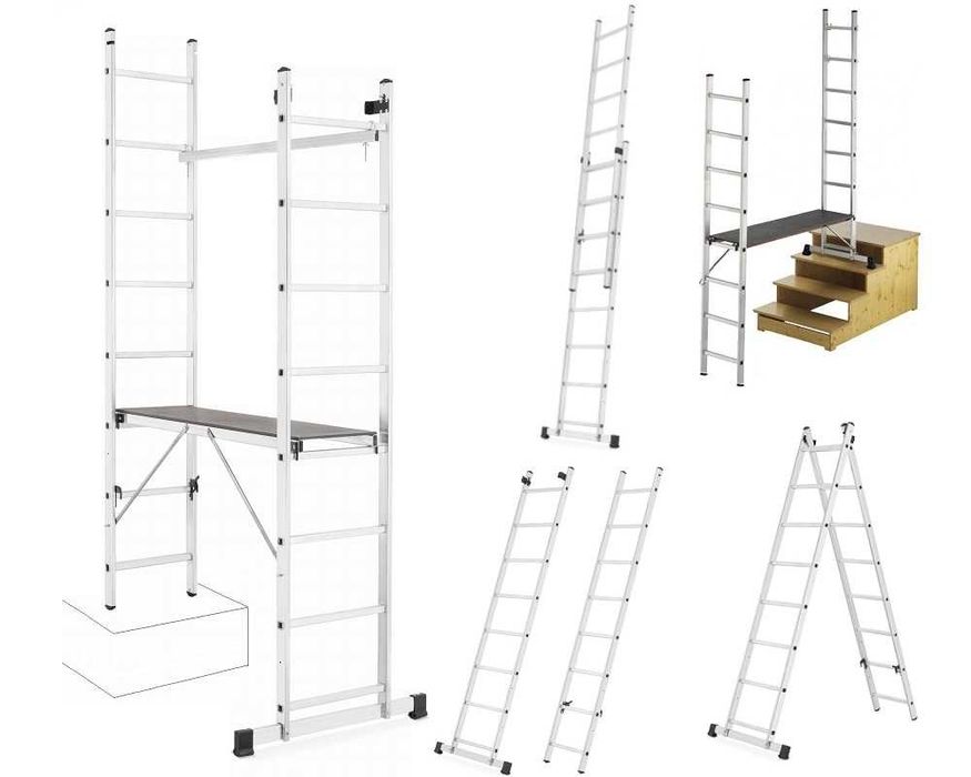 RUSZTOWANIE aluminiowe 2x8 do pracy na SCHODACH - uniwersalne 3w1