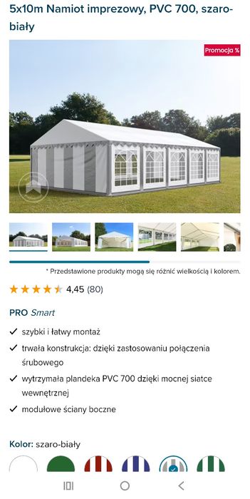 Namiot imprezowy 5m x 10m