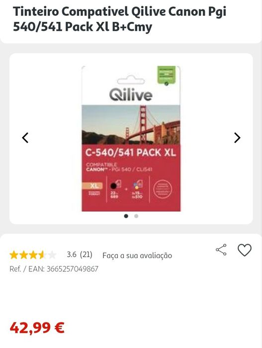 Tinteiro duplo qilive compativel com Canon C-540/541 XL64741040000386121