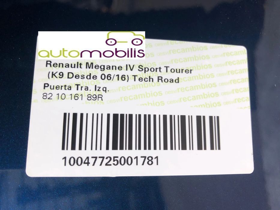 Porta Traseira Esquerda RENAULT MEGANE IV Grandtour 1.5 Blue dCi 115 Ref. 821016189R - NO. 200023