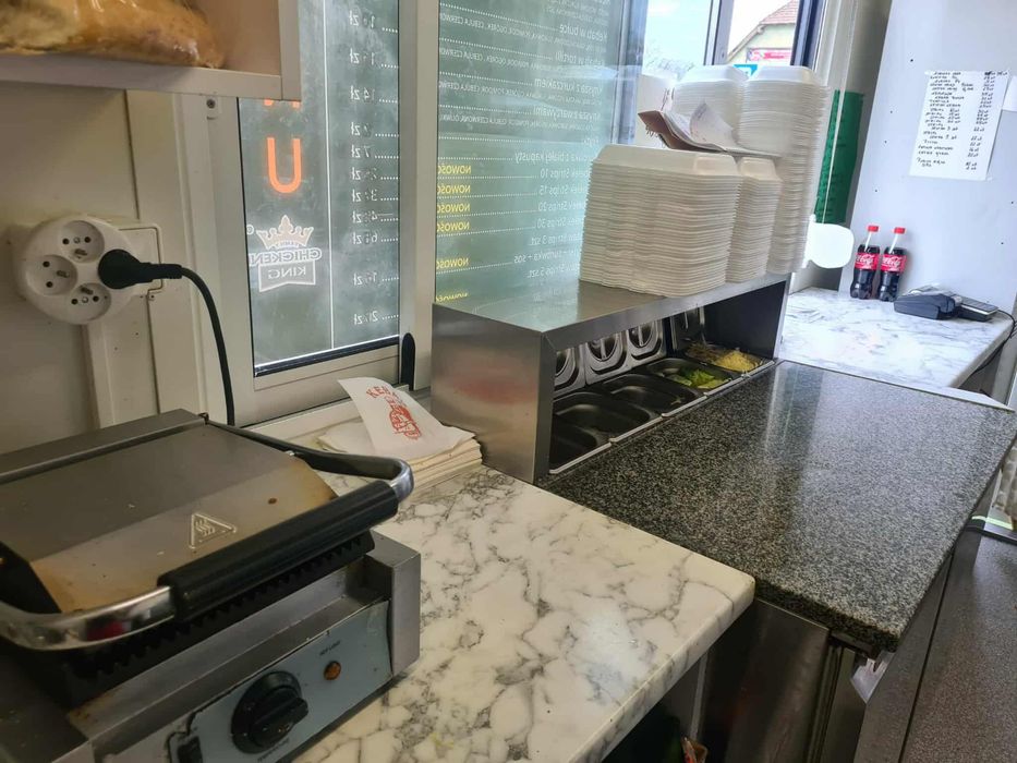 Kontener gastronomiczny, rożno, kebab, pełne wyposażenie