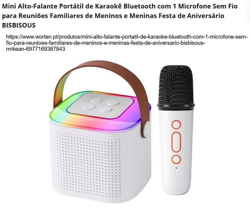 Mini Alto-Falante Portátil de Karaokê