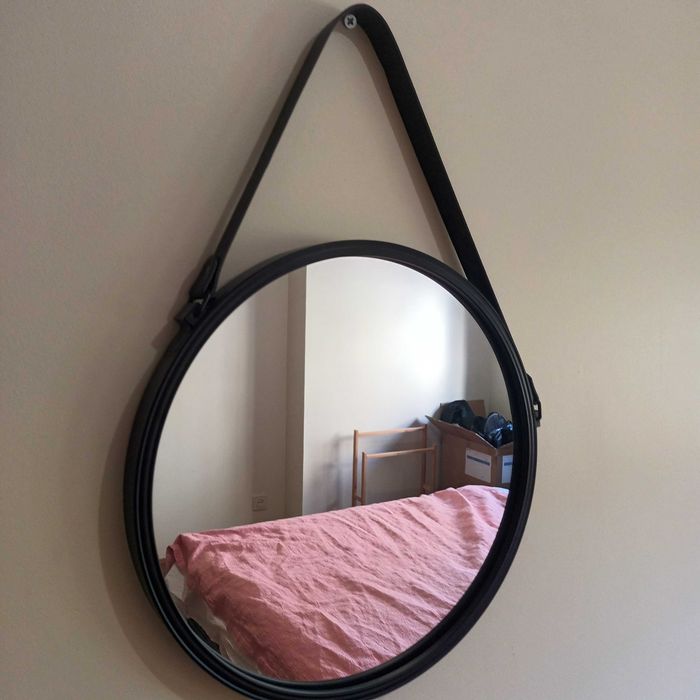 Round Mirror with Black Strap – Maisons du Monde (Like New)