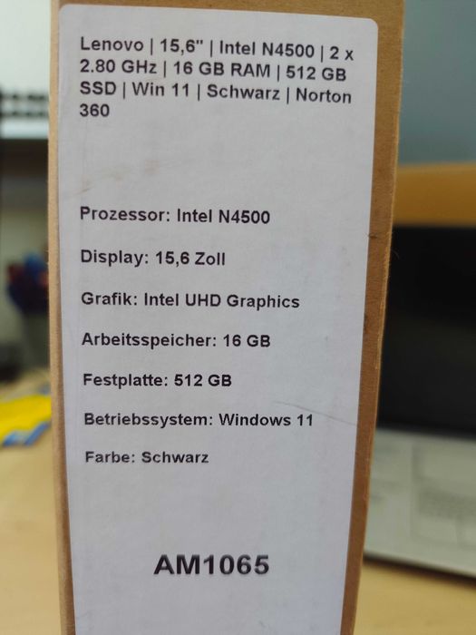 Lenovo V15 G2 !6GB 512GB Win11 Intel N4500