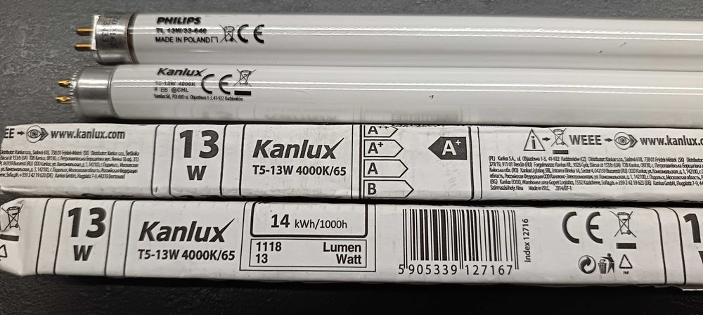 Swietlówki do oprawy Nowe Kanlux T5-13W 4000K/65 3 szt 1.Philips