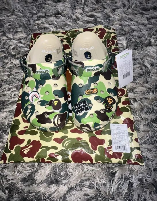‼️БЕЗ ПЕРЕДОПЛАТ‼️Тапки Crocs x Bape / Крокси/Тапочки/Бейп/Крокс