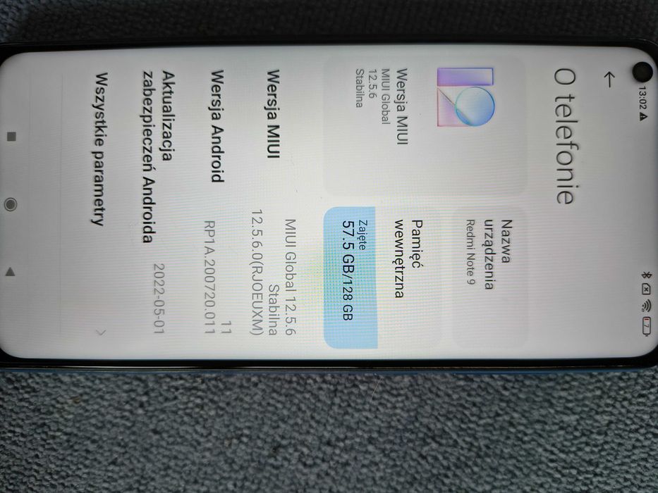 Smartfon Redmi Note 9 - niebieski stan bardzo dobry 128GB