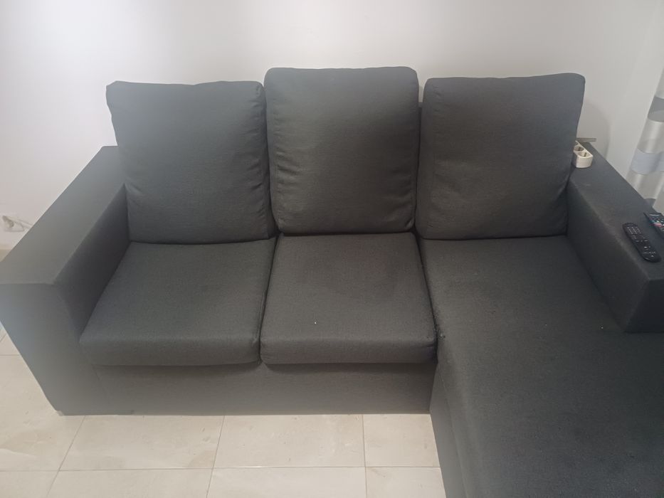 Sofa chaise longue preto 190x150