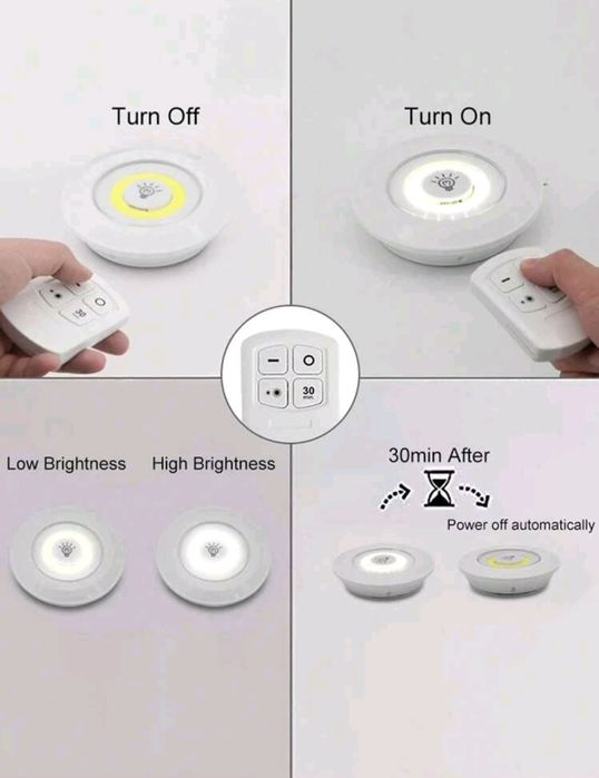 Conjunto de 3 luzes led com comando à distância