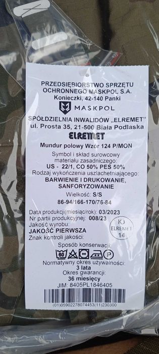 mundur polowy 124P/MON, rozmiar s/s