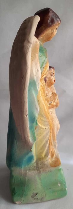Anioł Opiekun Dzieci Stara Figurka Polichromia