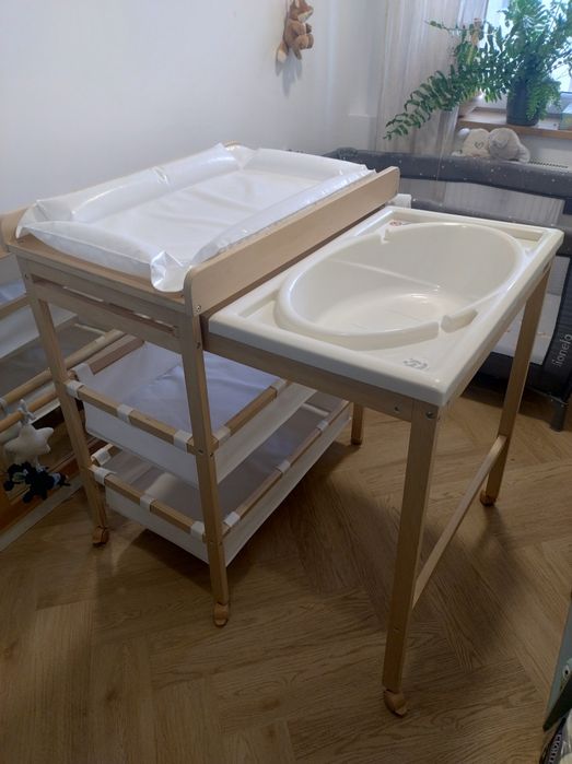 ROBA Wanienka + przewijak DREWNO 83x56x100 cm z matą i pokrowcami