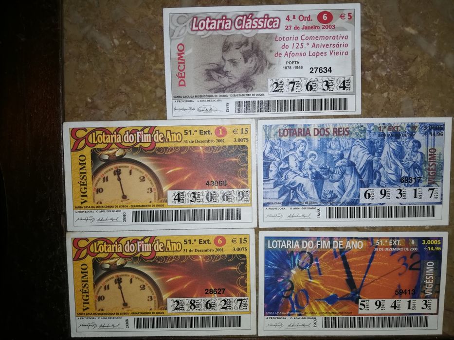 Bilhetes de lotaria/raspadinha vintage