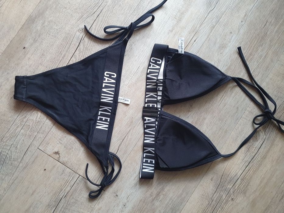 Strój kostium kąpielowy Calvin Klein r. S wiązany czarny oryginalny