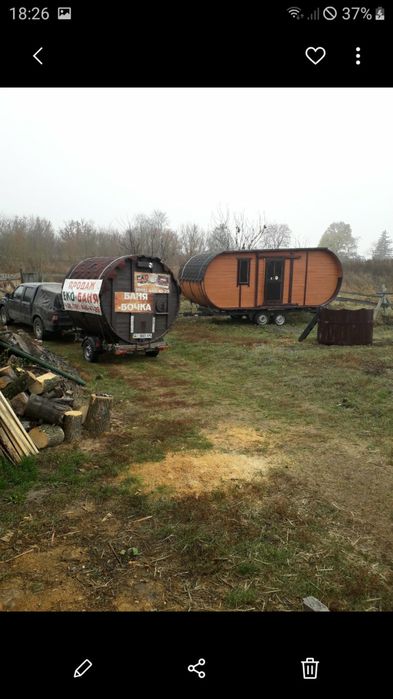 Баня бочка.,мобільний будинок , мобілний шономонтаж .лафеті..