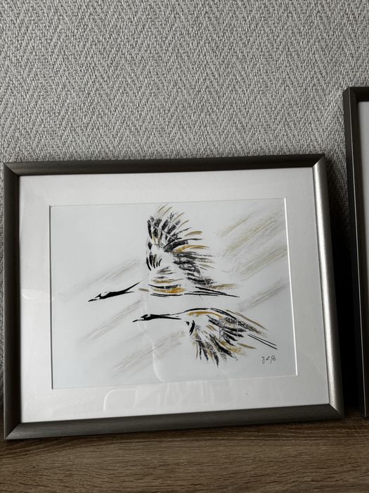 Obraz żurawie szkice węglem 43x53cm