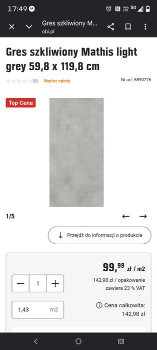 Gres szkliwiony Mathis light grey