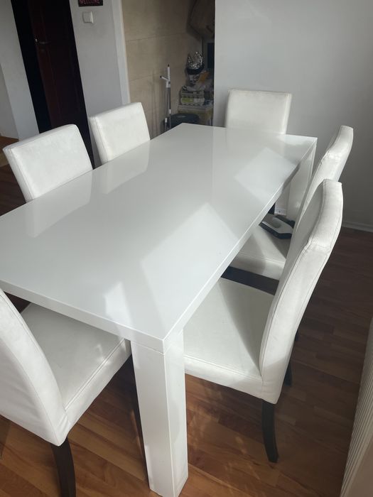 Stół komplet 6 osobowy + stolik kawowy