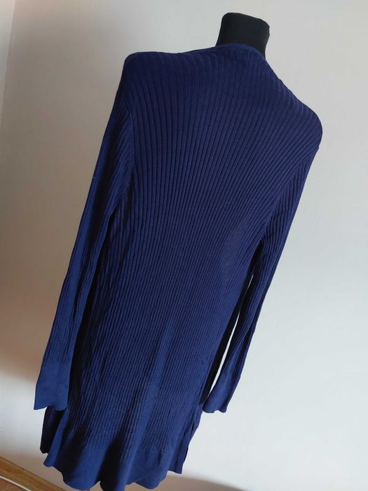 Oasis sweter długi maxi granatowy niebieski wiskoza s m l prążek