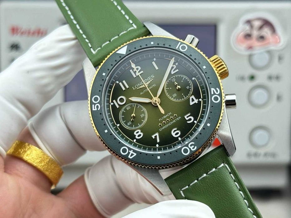 Годинник автоматичний Longines Spirit Flyback Skóra Ø42mm green
