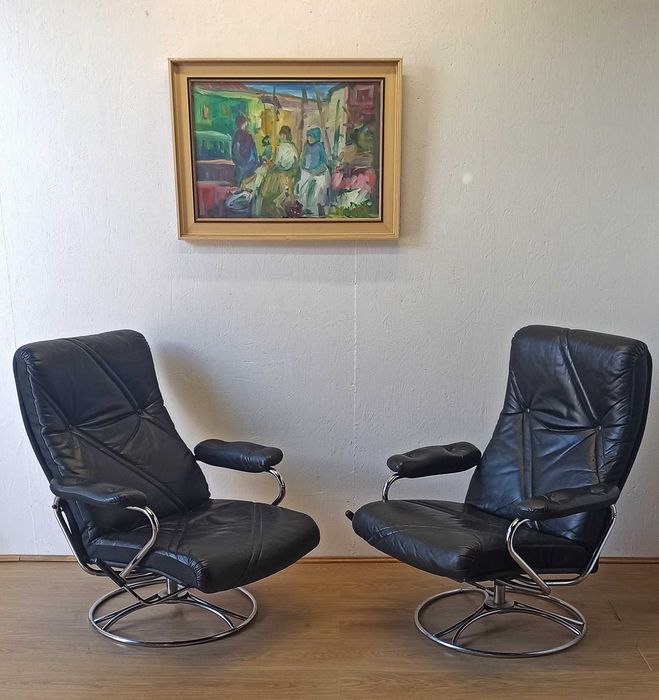 Fotel skórzany, Szwecja lata 70.