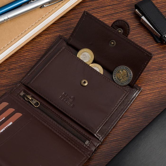 Portfel męski skórzany ARTURO 073 ciemnobrązowy ze skóry naturalnej