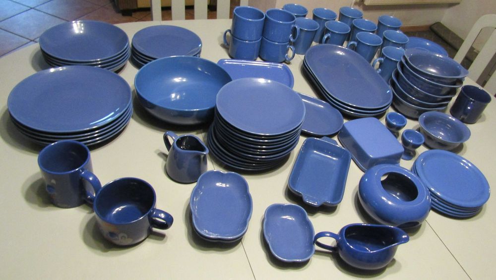 zastawa stołowa serwis obiadowo-kawowy 79 elementów fiolet