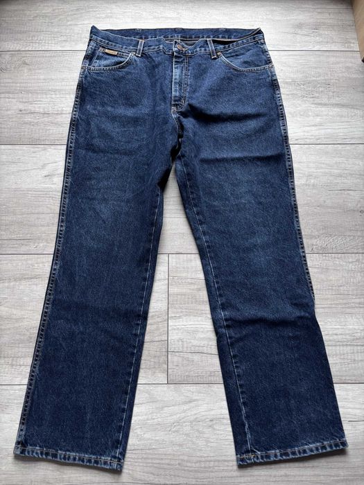 Wrangler Texas W38 L30 Jeansy Washed Navy Męskie Proste Straight Granatowe Washed Y2K