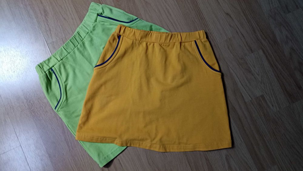 Zestaw 2szt spódniczek 140 Carry kids kieszonki żółta seledynowa