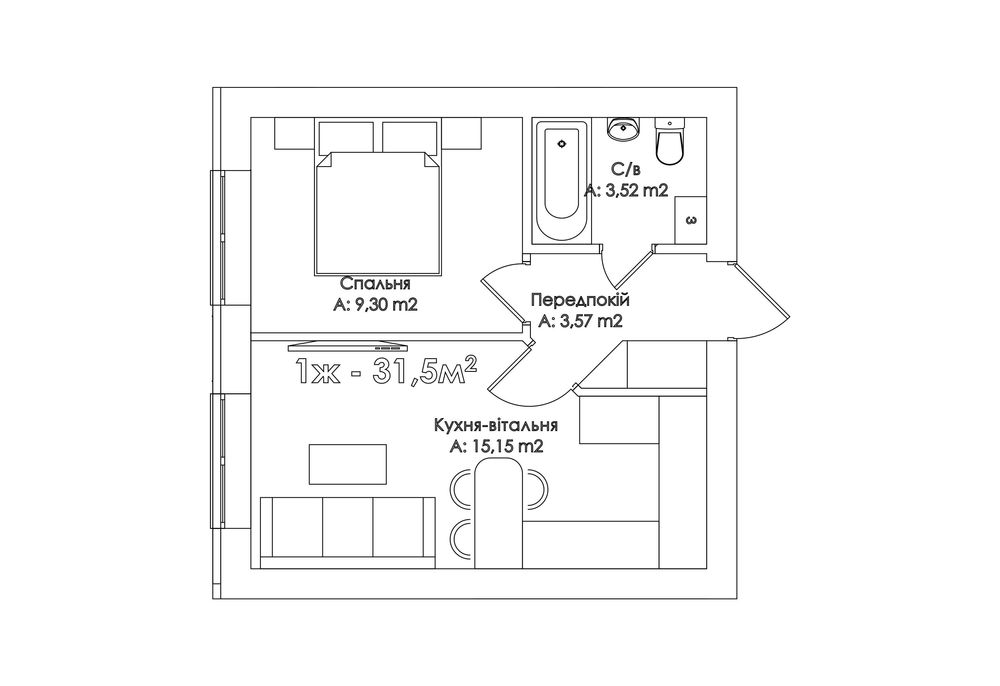 Повноцінна 1к в зданому клубному ЖК. Центр! Цегла. Газ. Єоселя
