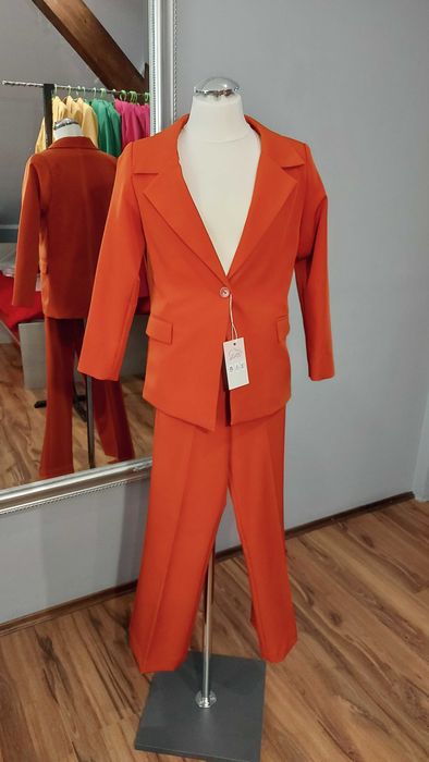 Ceglasta MARYNARKA + SPODNIE dla dziewczynki rozmiar 152