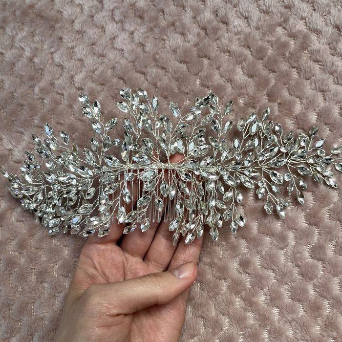 Duża ozdoba do włosów kryształki ślub