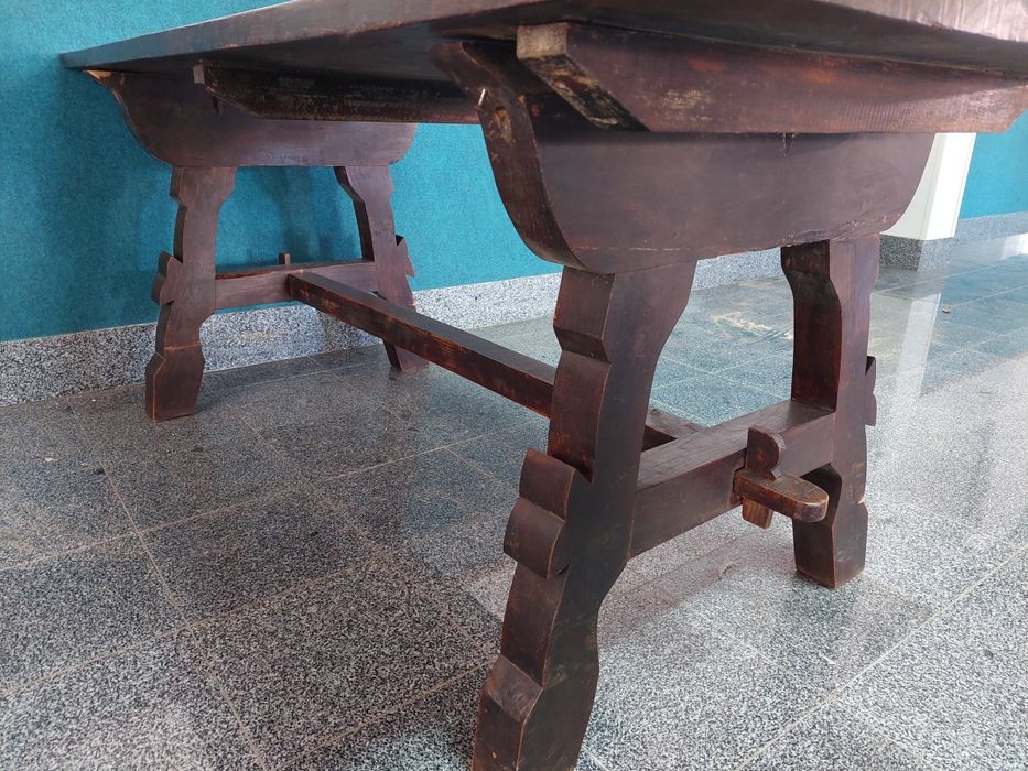 Mesa de Jantar Rústica Maciça Antiga - Século 20