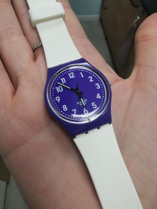 Zegarek swatch gent fioletowy biały