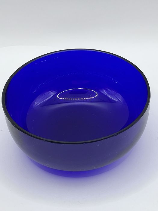 Posrebrzana cukiernica + szkło kobaltowe