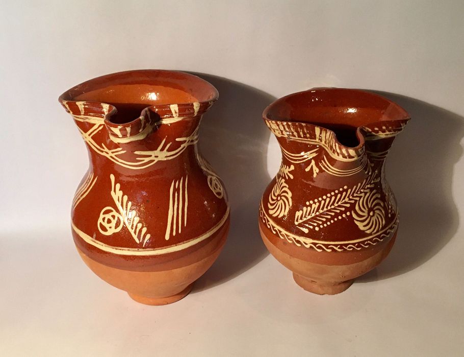 2 JARROS ANTIGOS - barro vidrado - 24,5 e 22 cm/s