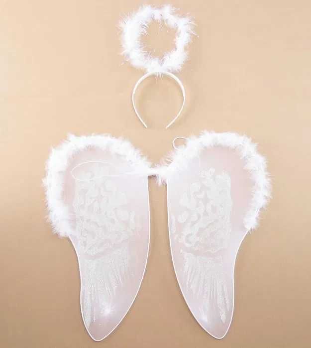 Kostium Anioła STRÓJ PJASEŁKA skrzydła aureor opaska bal kostium