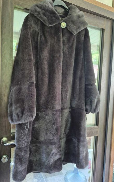 Нова норкова шуба графіт.Великий розмір