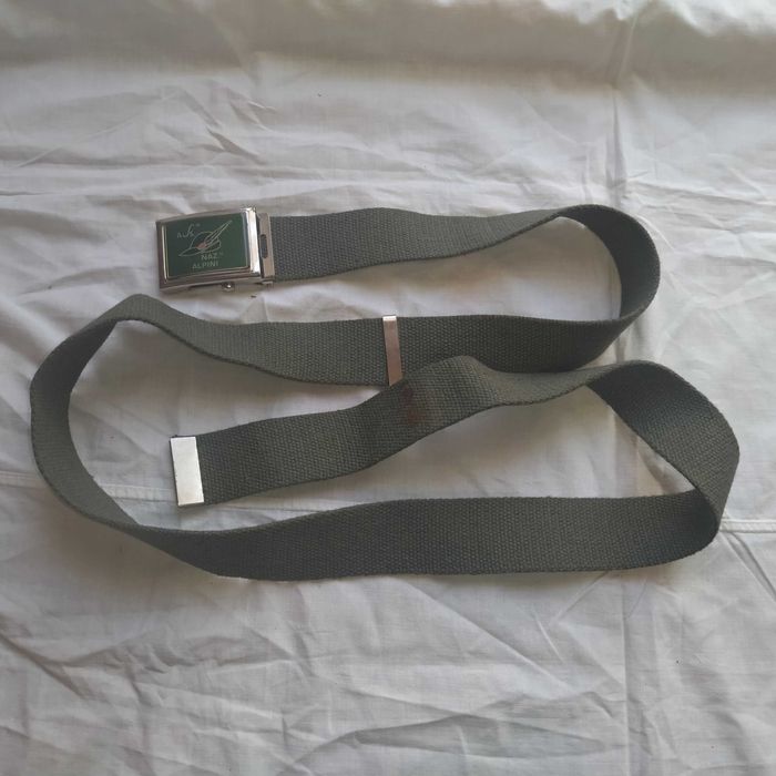 Винтажный брючный пояс, милитари, пряжка "Альпийская кепка", Италия