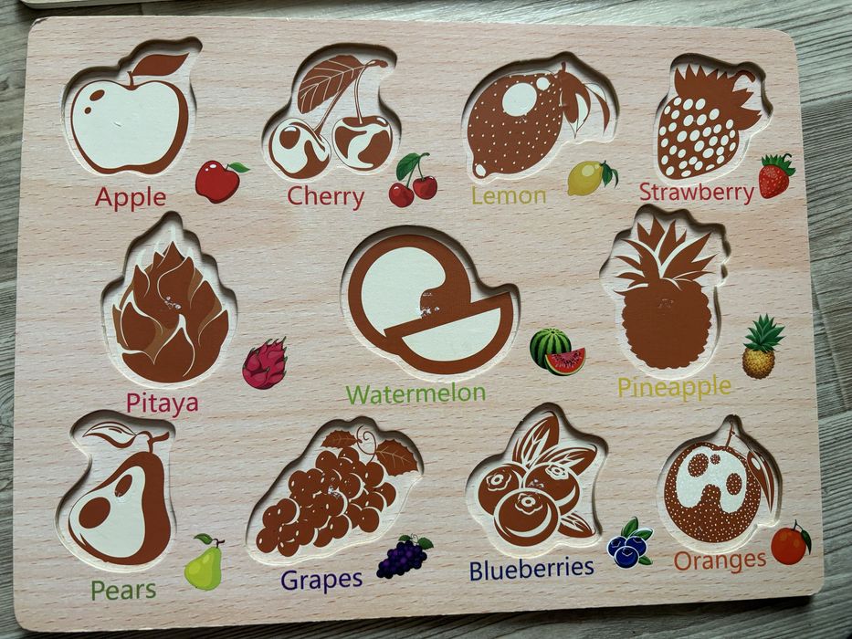 Drewniana układanka x2 owoce i warzywa