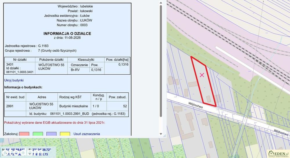 Działka budowlana 1316 m² na sprzedaż – Wójtostwo, Łuków - Widok 4