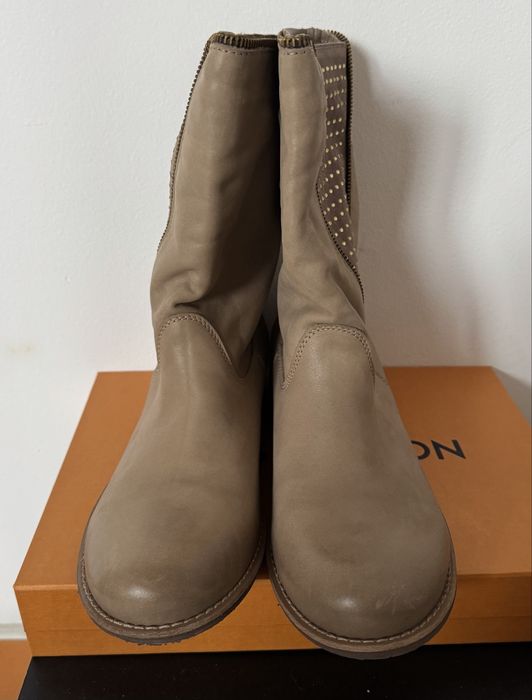 Botki Giulio Santoro skóra naturalna licowa glamour 39 cekiny