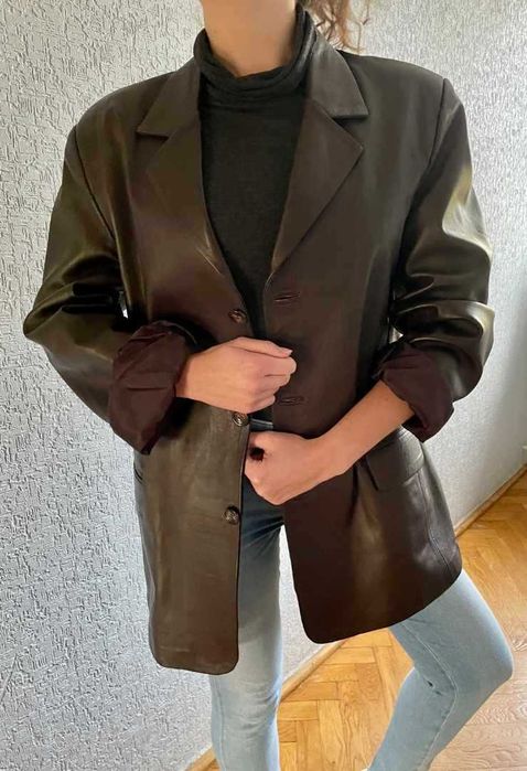 Modna marynarka, kurtka skórzana, oversize, stan idealny